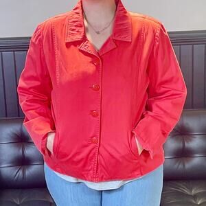 Red Vintage 1990s Large Button Collared Jacket